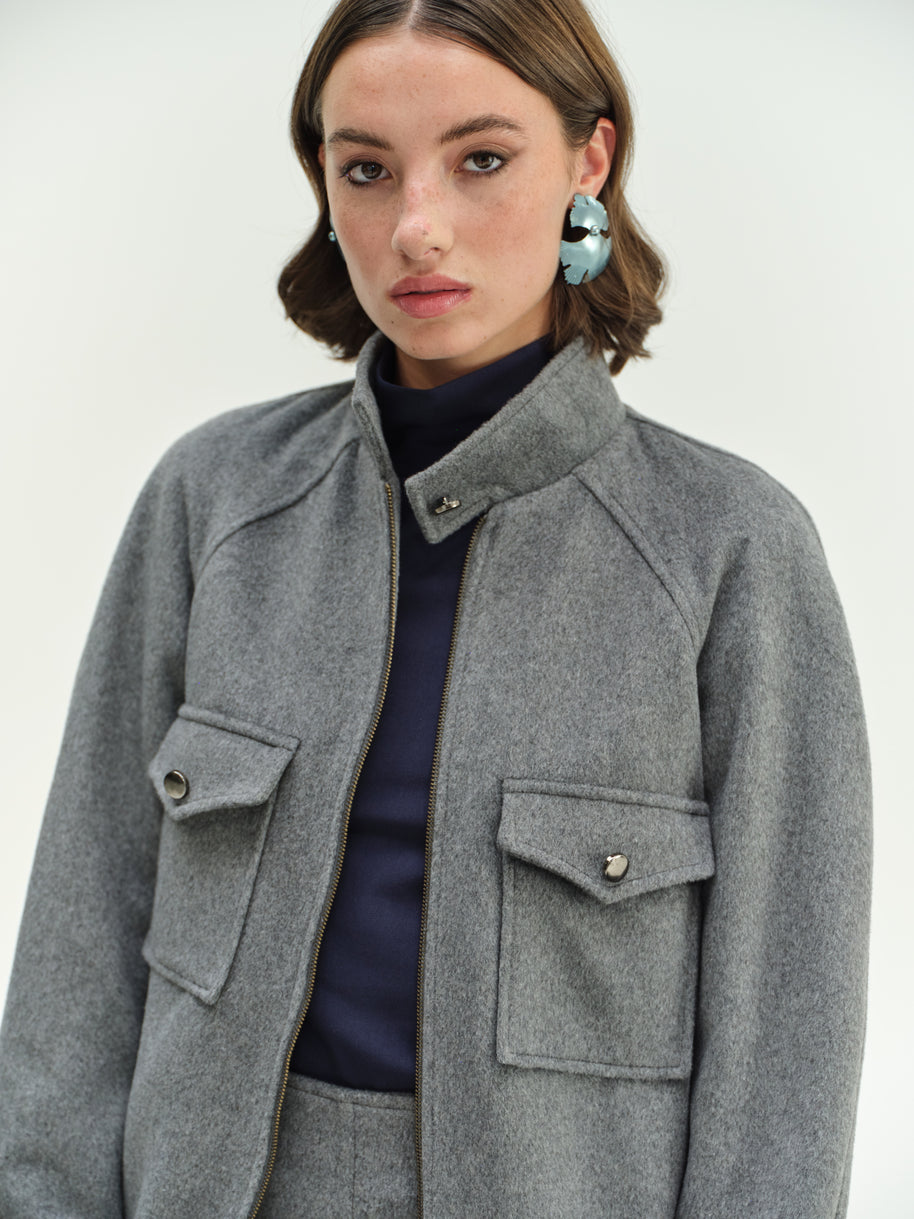 zipped wool jacket