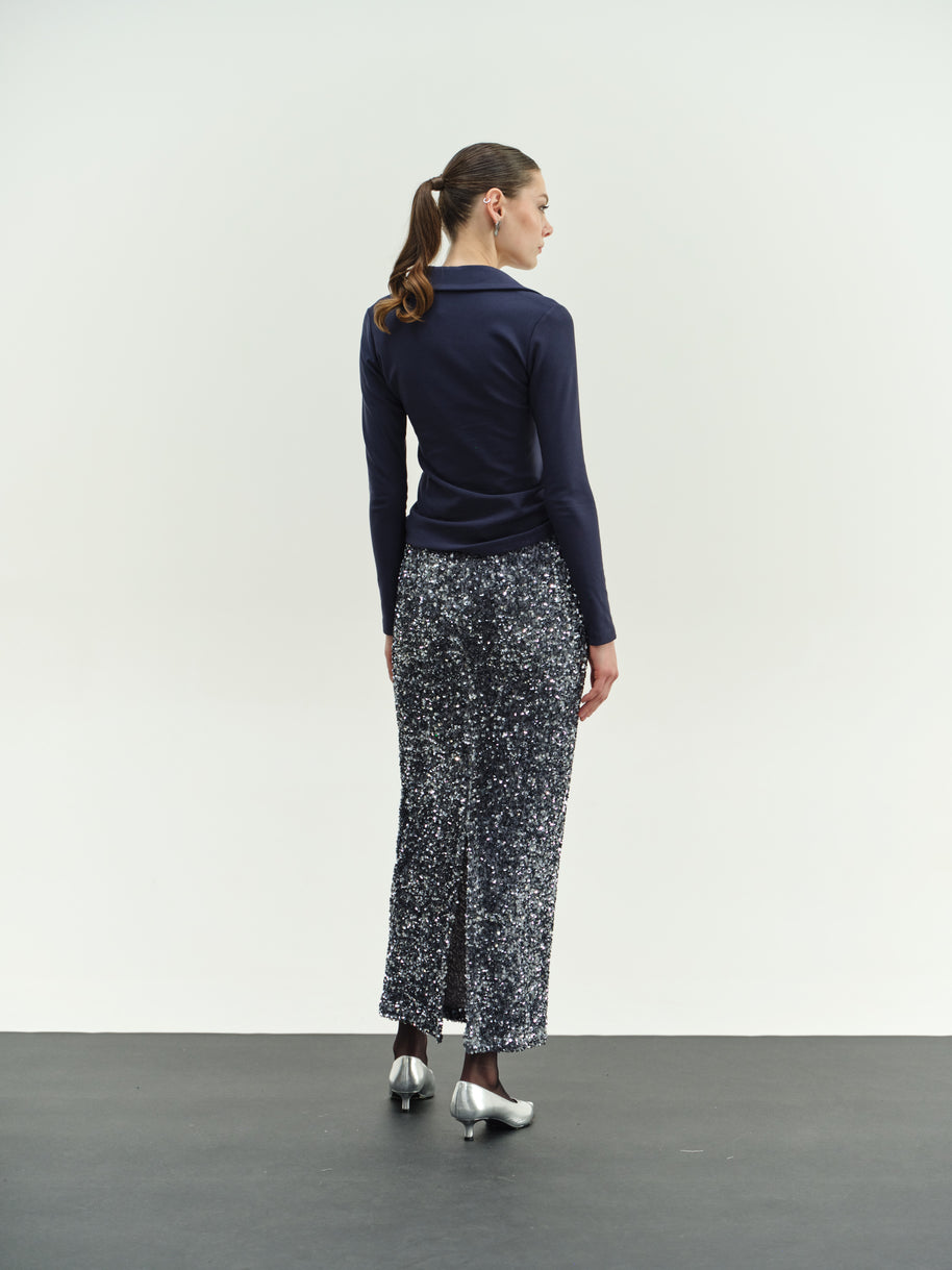 sequin midi skirt