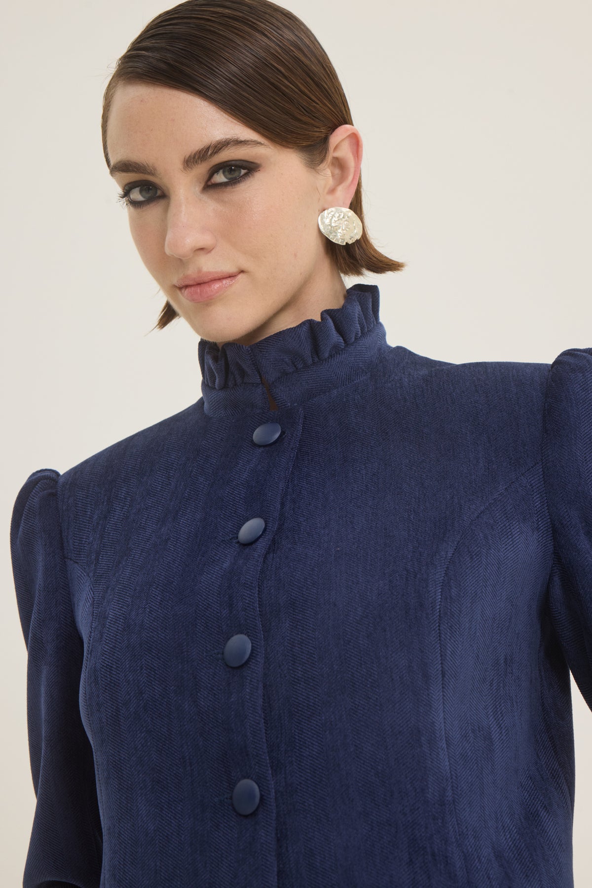 Ruffled neck classic jacket