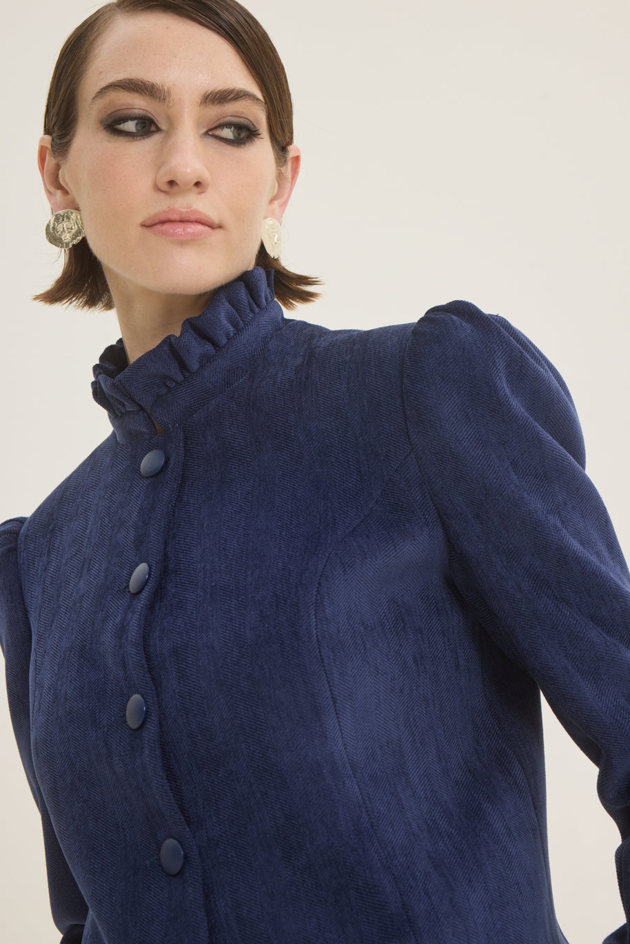 Ruffled neck classic jacket