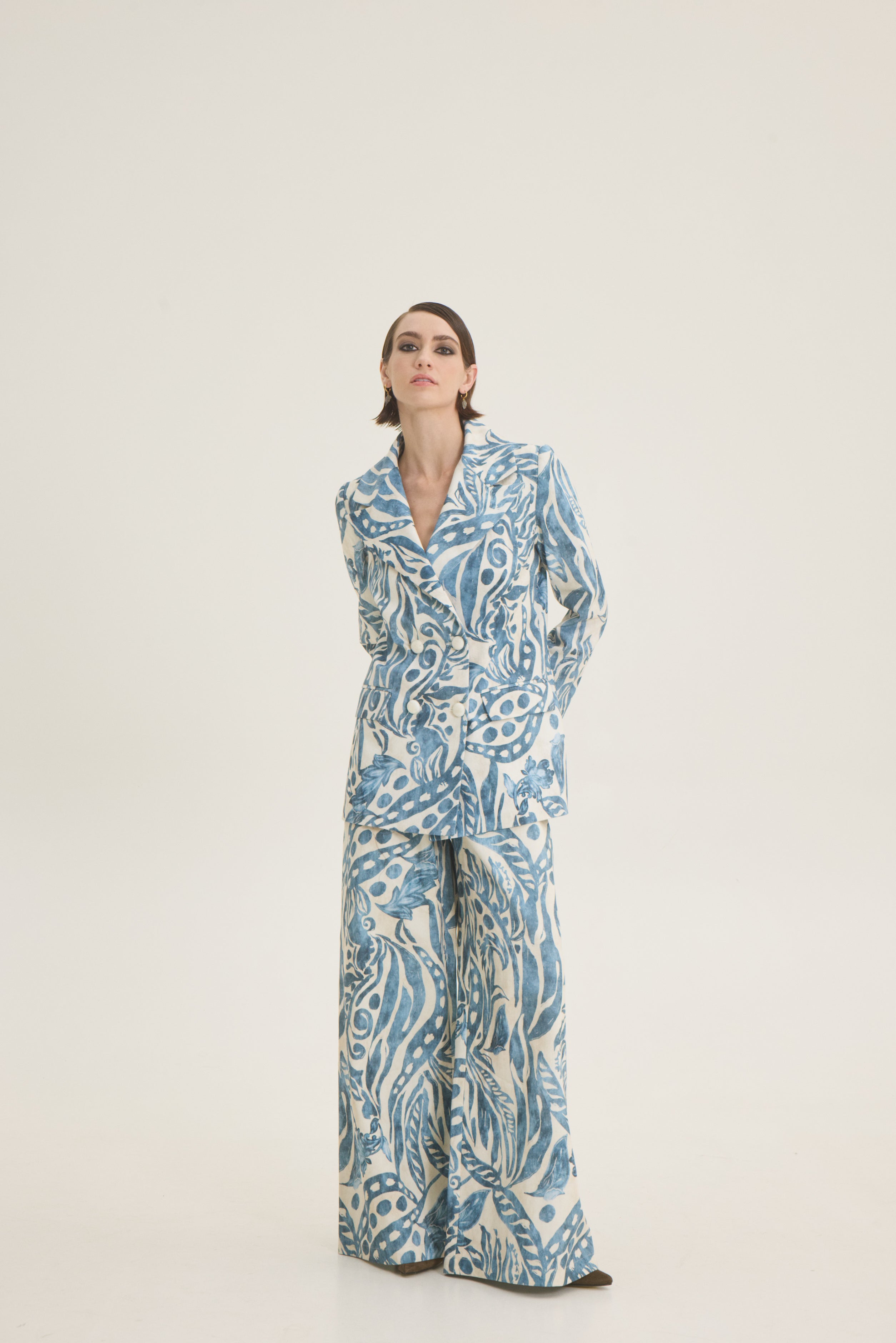Blue printed jean pants