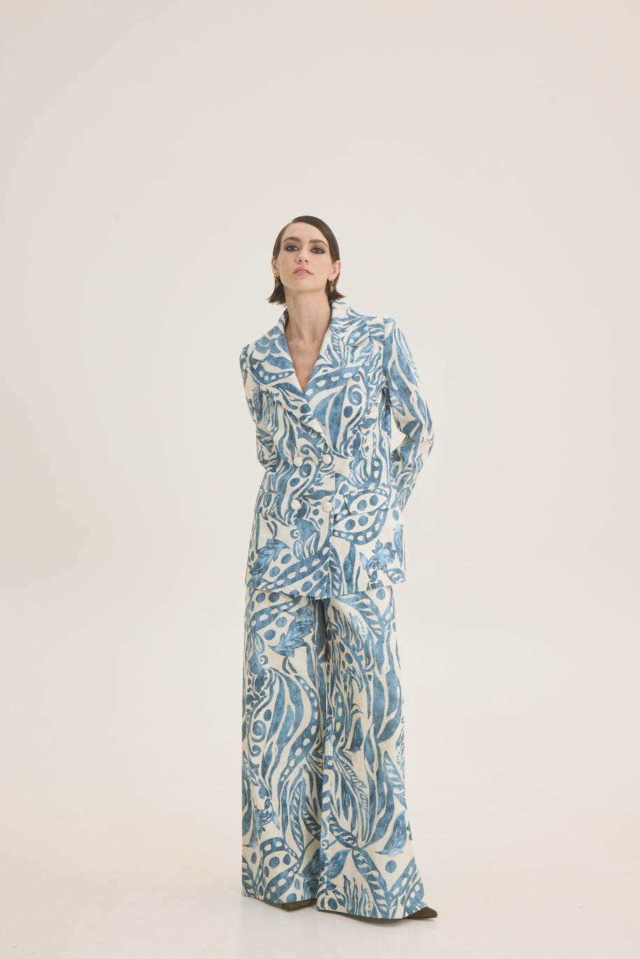 Blue printed jean pants
