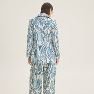 Double waisted printed jean jacket