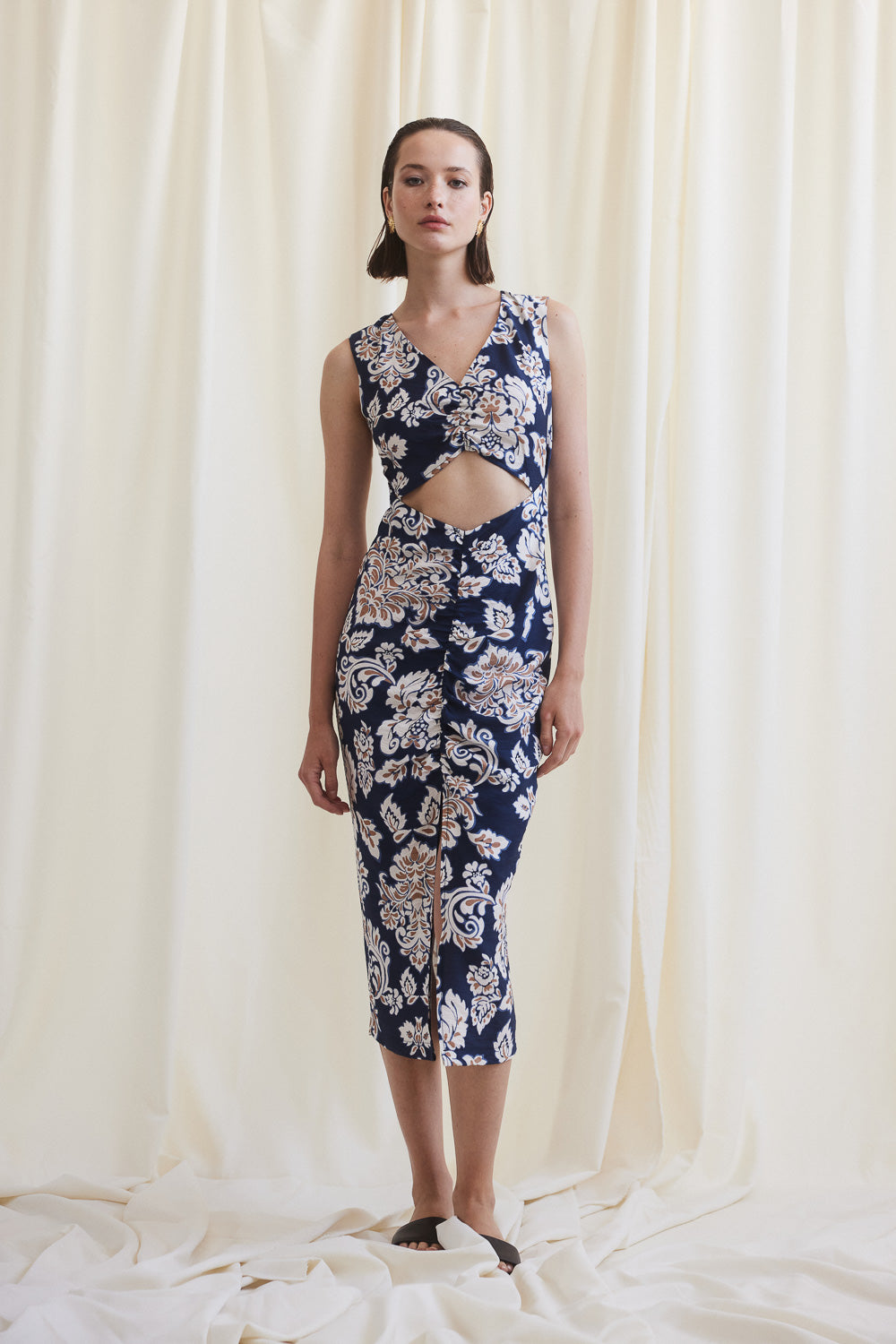 Printed Dress with Front Opening