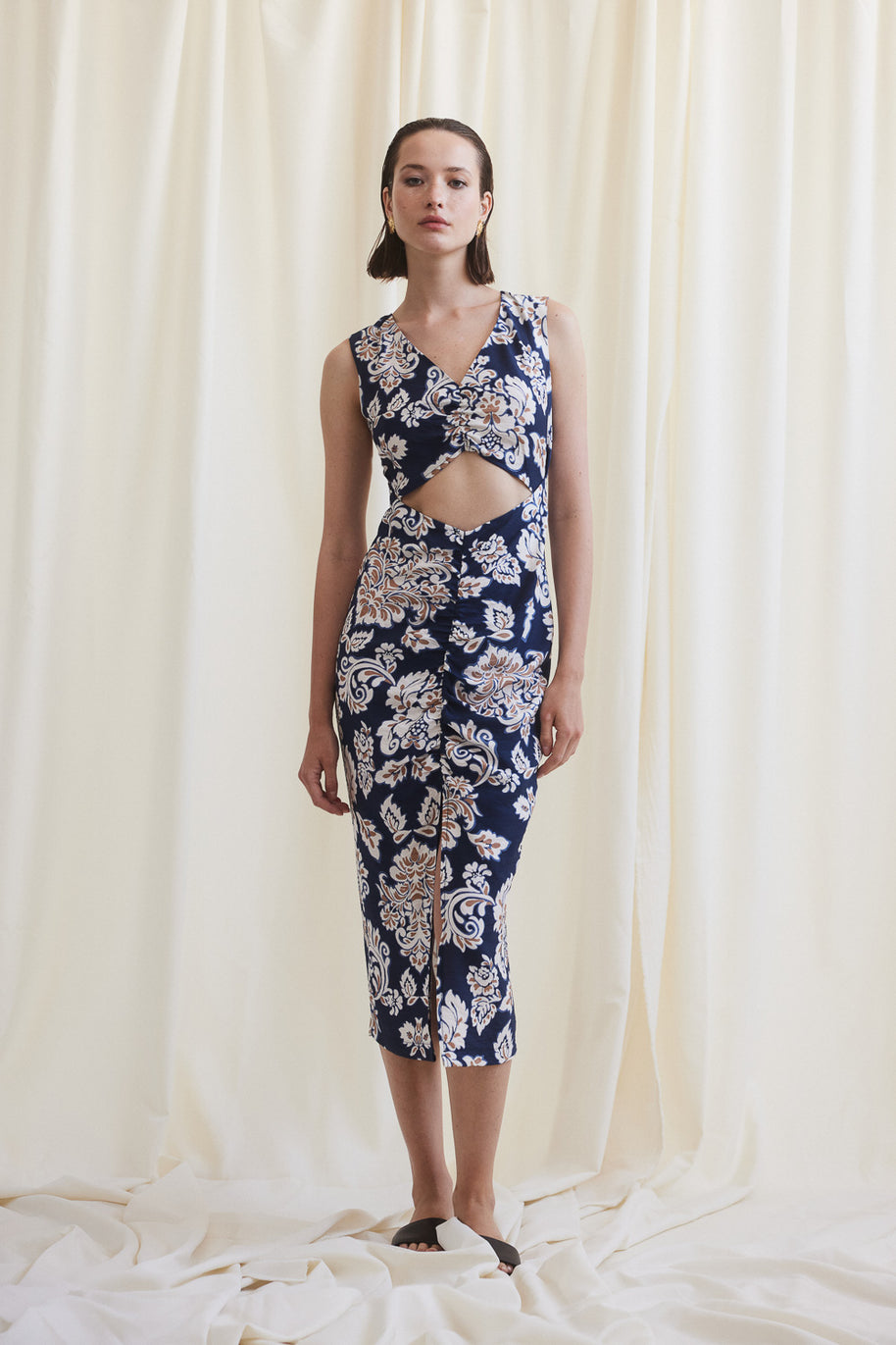 Printed Dress with Front Opening