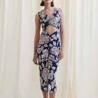 Printed Dress with Front Opening
