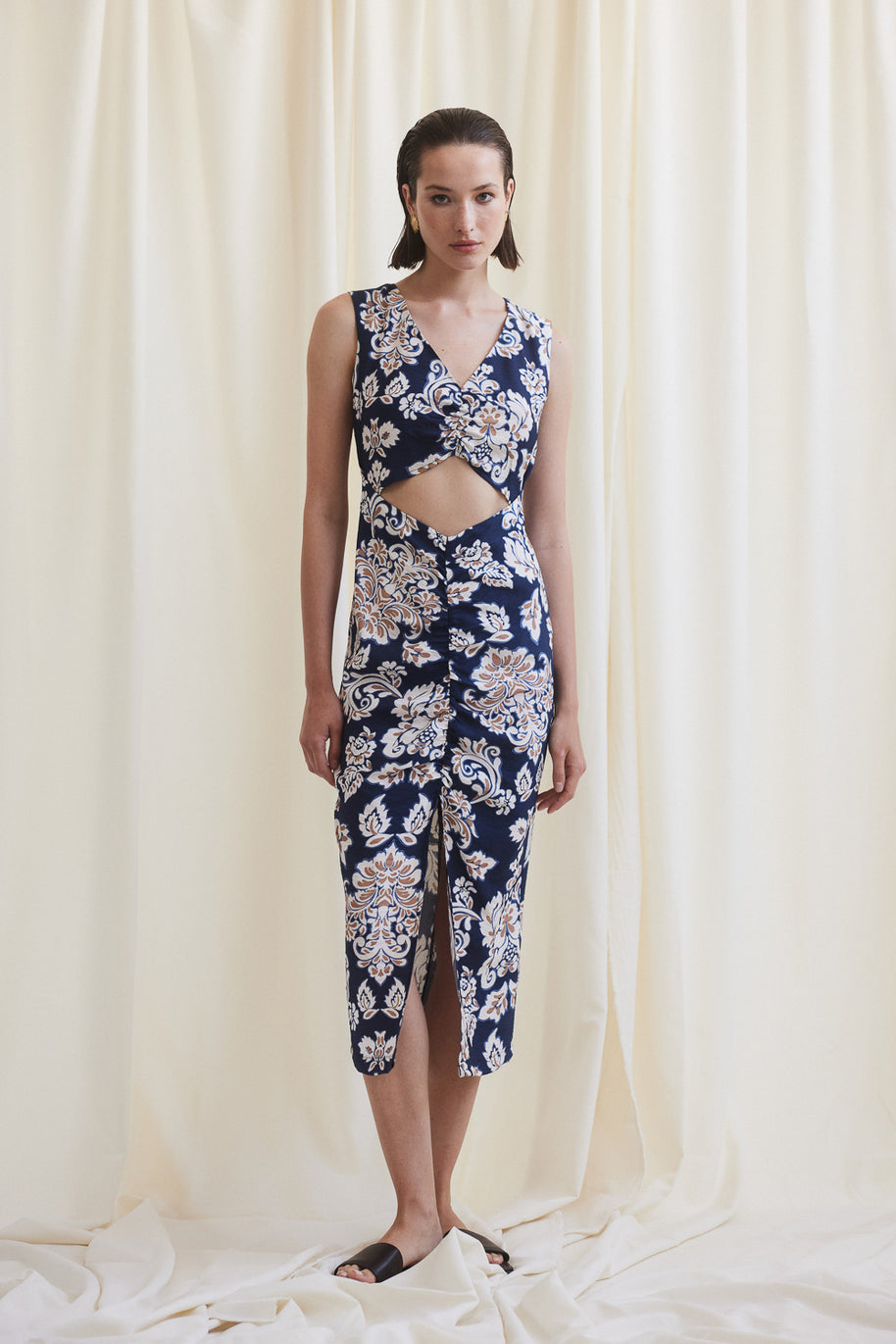 Printed Dress with Front Opening