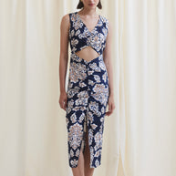 Printed Dress with Front Opening