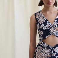 Printed Dress with Front Opening