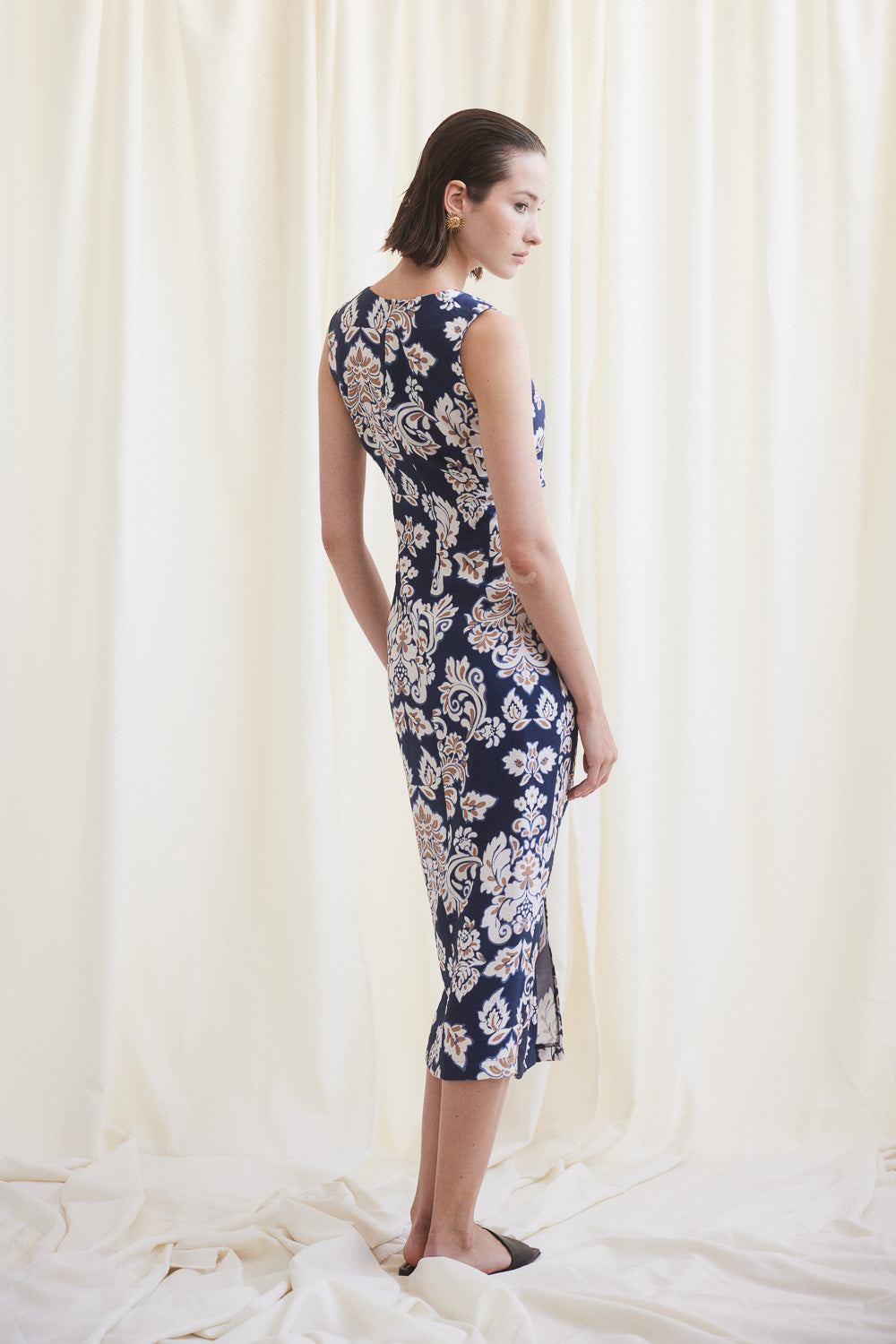 Printed Dress with Front Opening