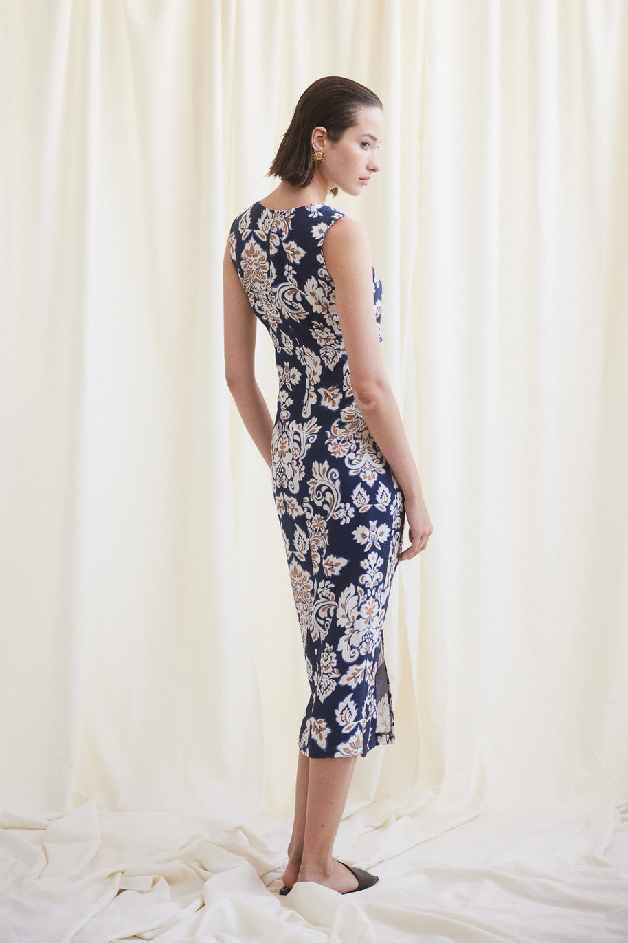 Printed Dress with Front Opening