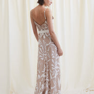 Long Beige White Dress