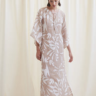Long Dress with Sleeves Beige White
