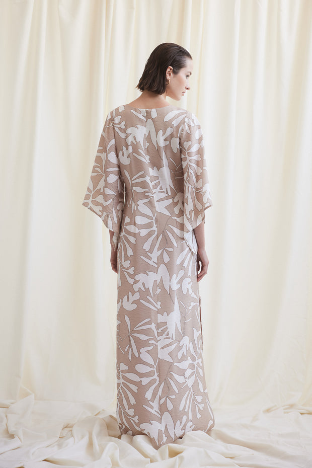 Long Dress with Sleeves Beige White