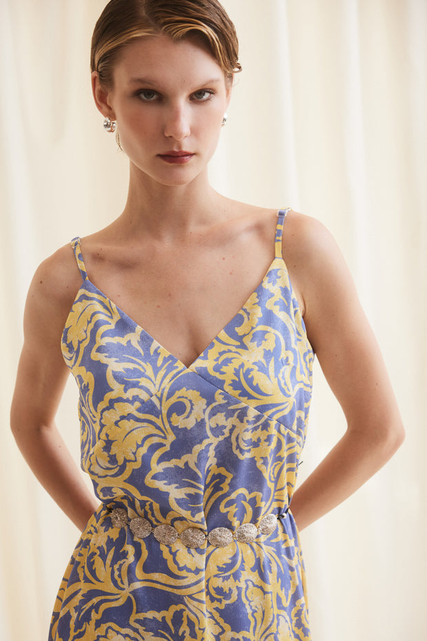 Φόρεμα Μακρύ Σιέλ Κίτρινο