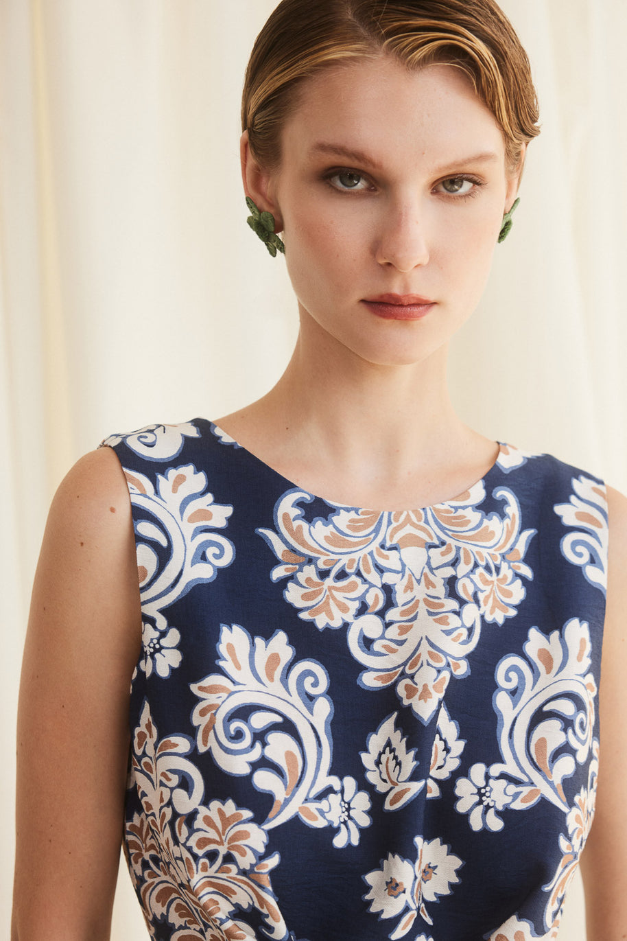 Patterned Top with Front Tie