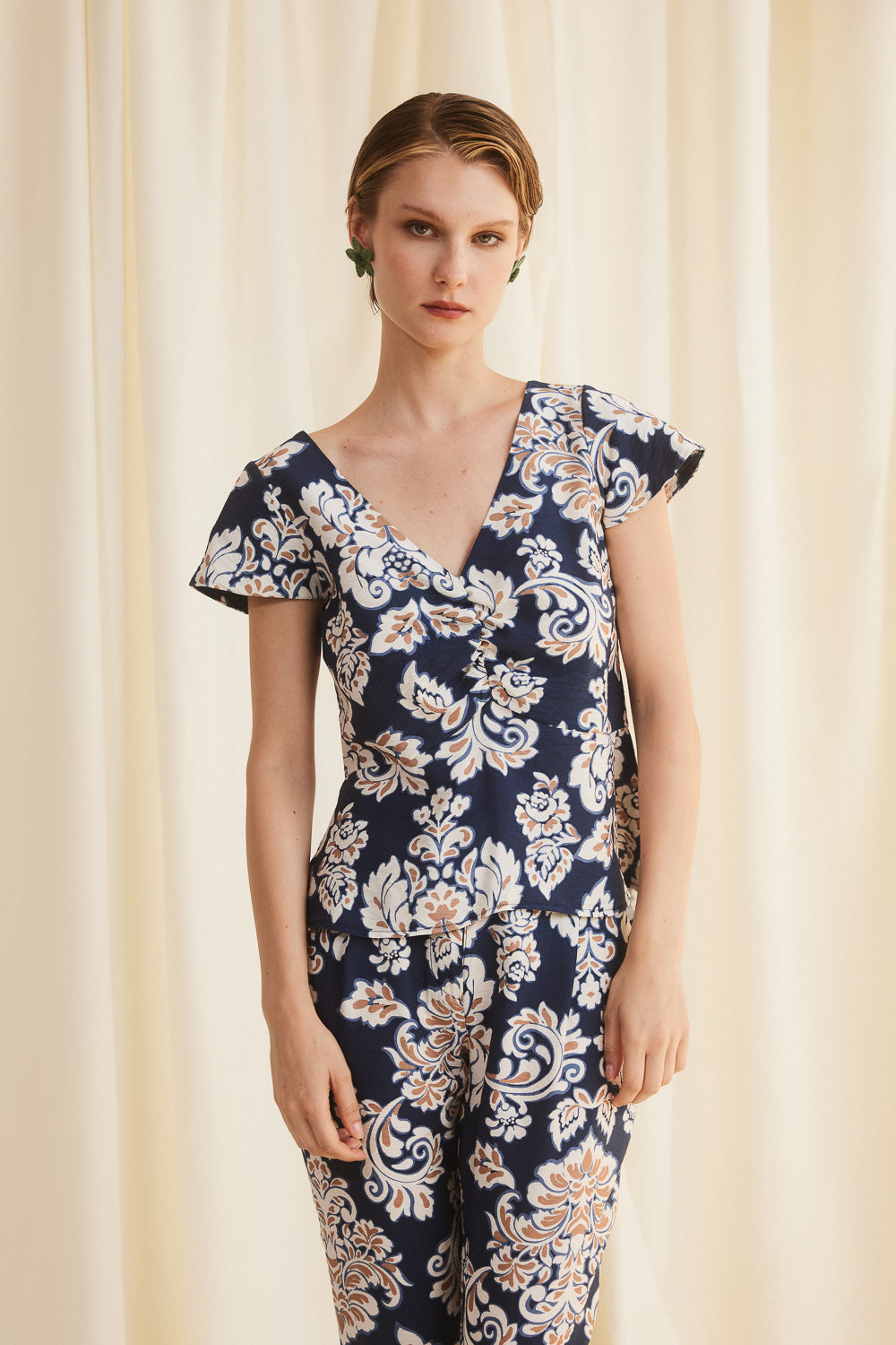 Blue Patterned Blouse