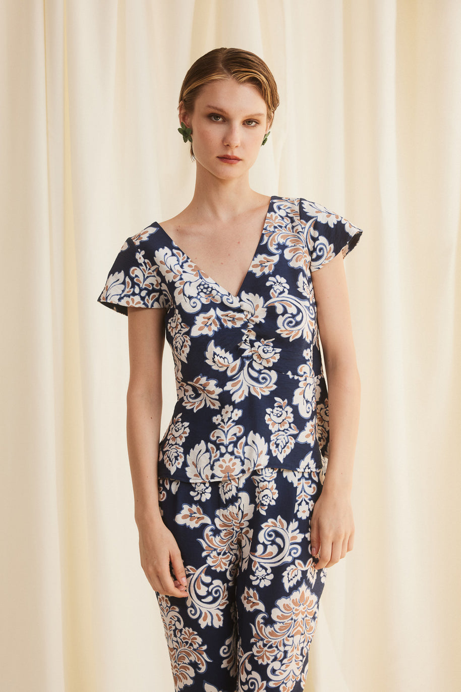 Blue Patterned Blouse