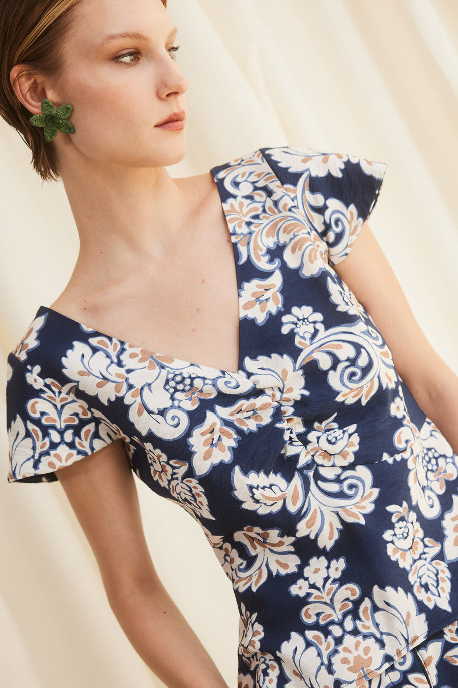 Blue Patterned Blouse