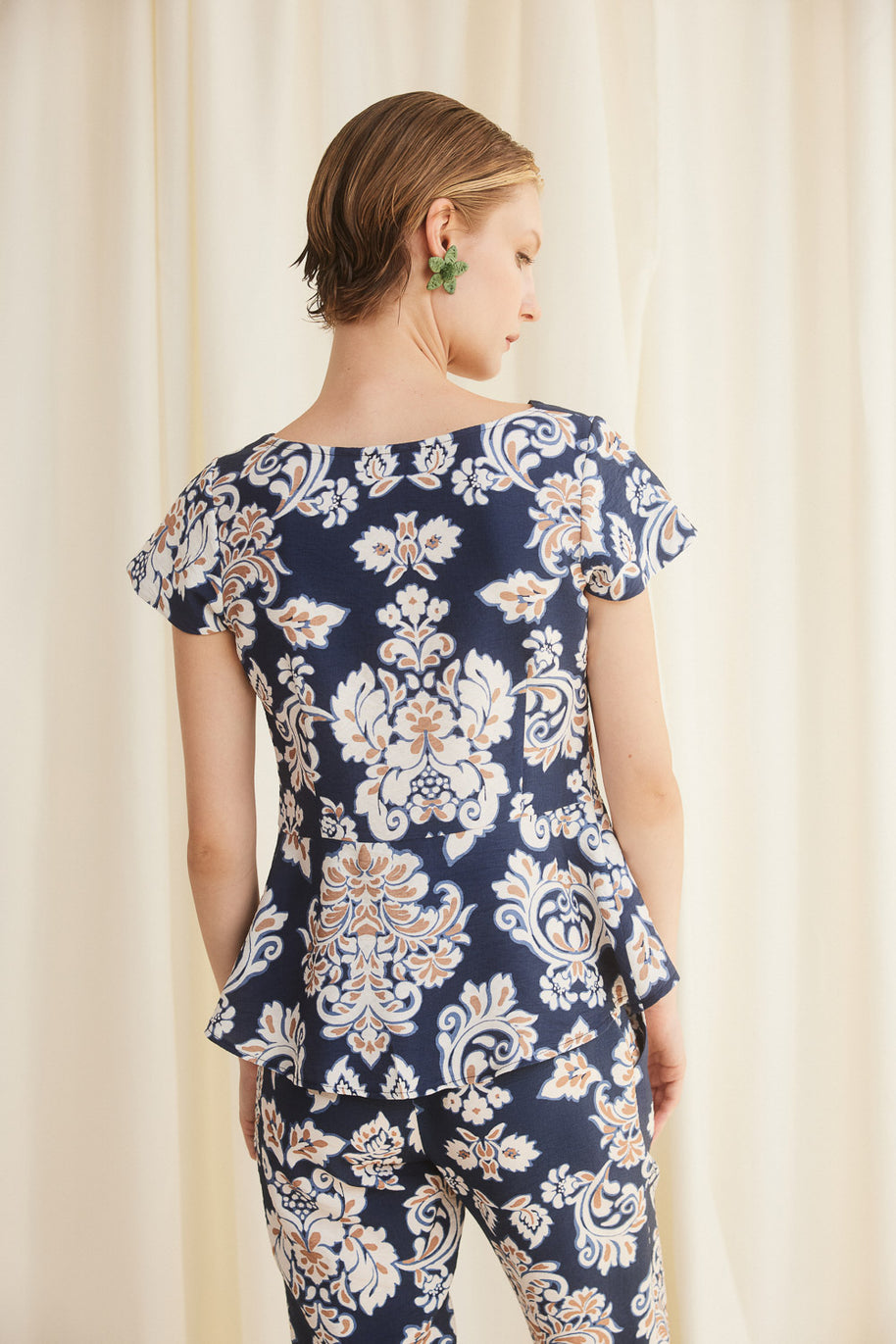 Blue Patterned Blouse