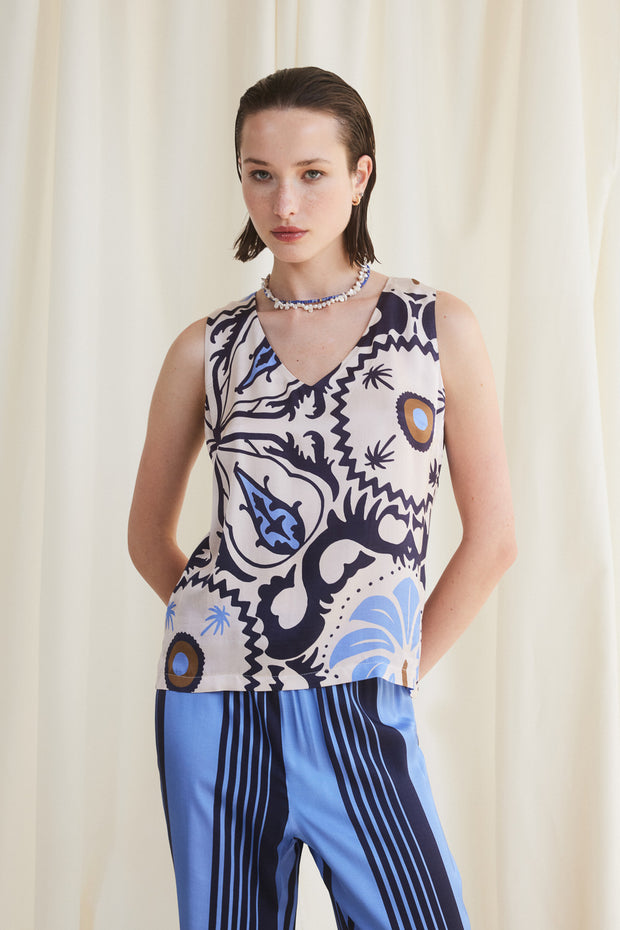 Patterned Sleeveless Top