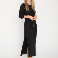 Midi Dress with Gold Belt at the Waist