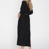 Midi Dress with Gold Belt at the Waist