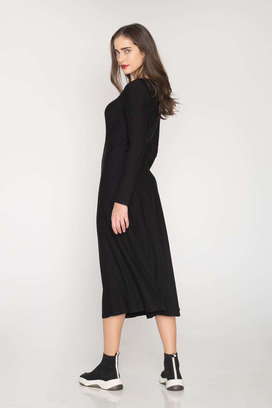 Midi Dress With Long Sleeves