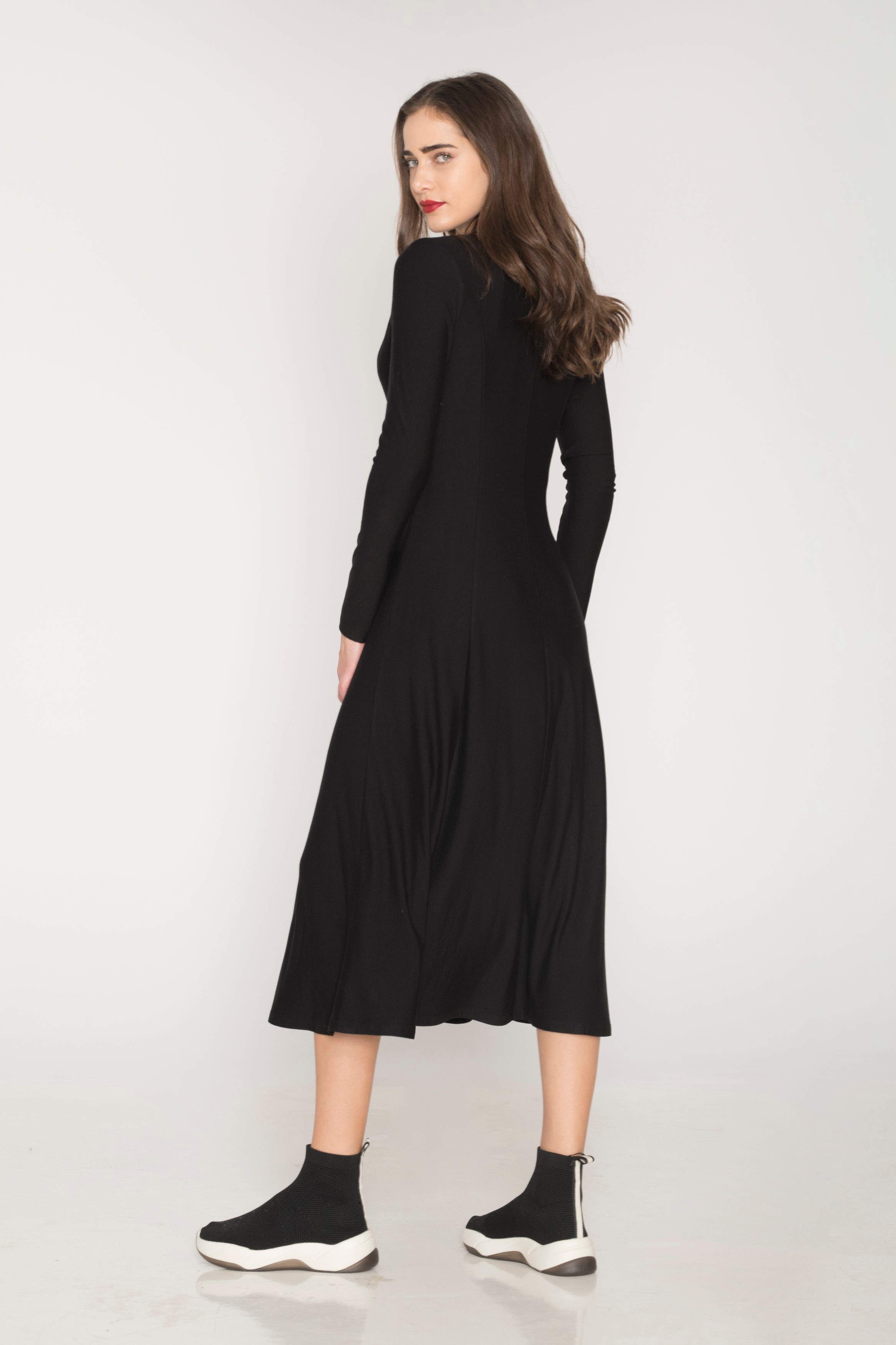 Midi Dress With Long Sleeves