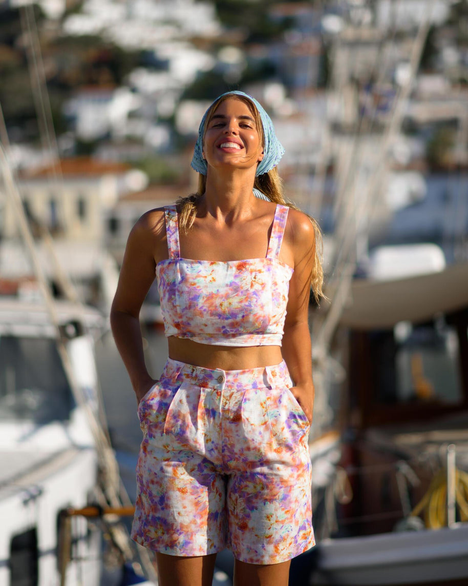 Linen Patterned Shorts