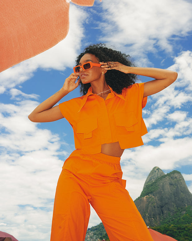 High-Waisted Pants with Elastic