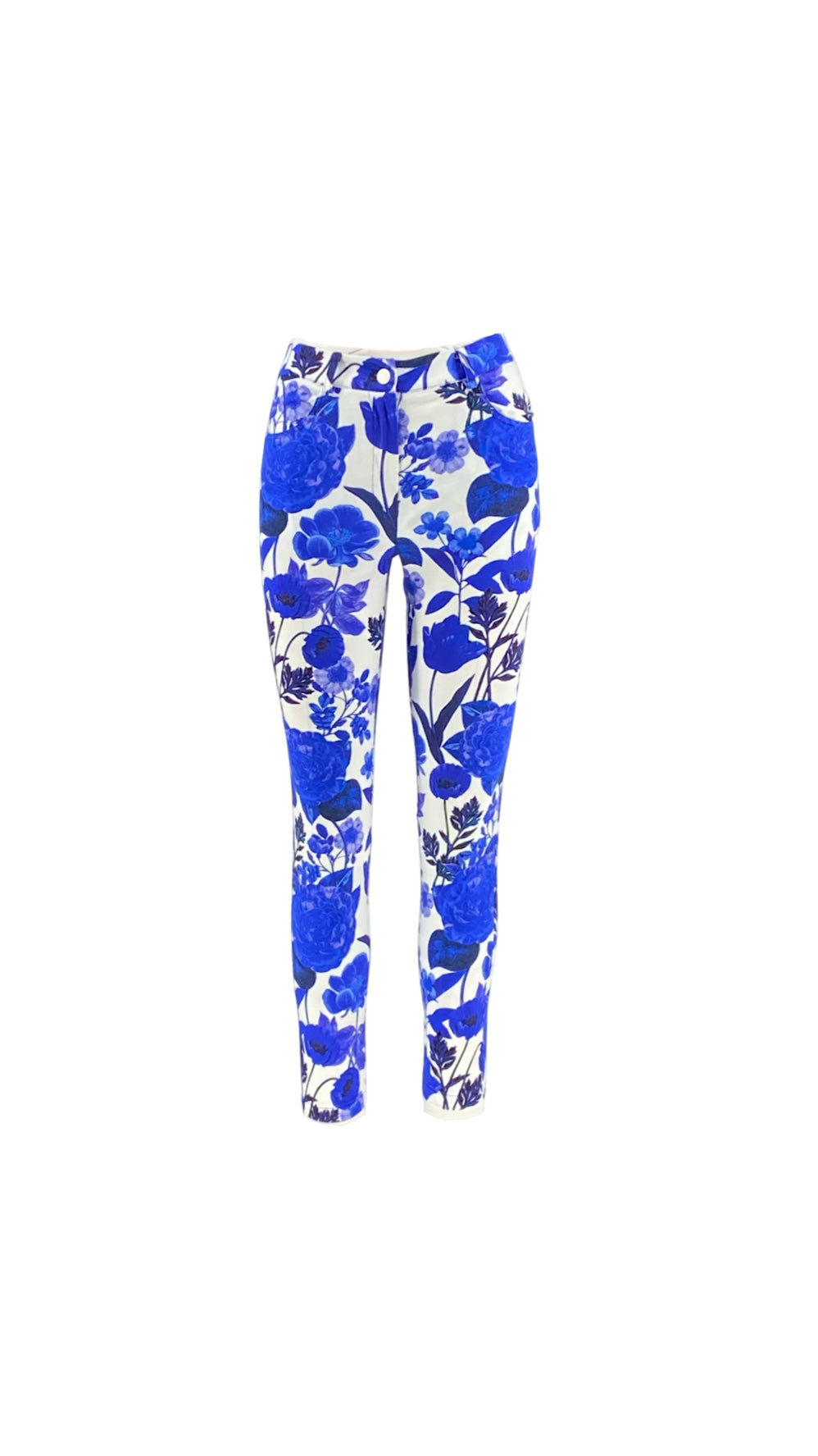 Blue Floral Slim Fit Pants