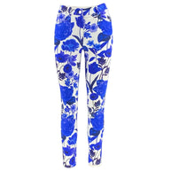 Blue Floral Slim Fit Pants