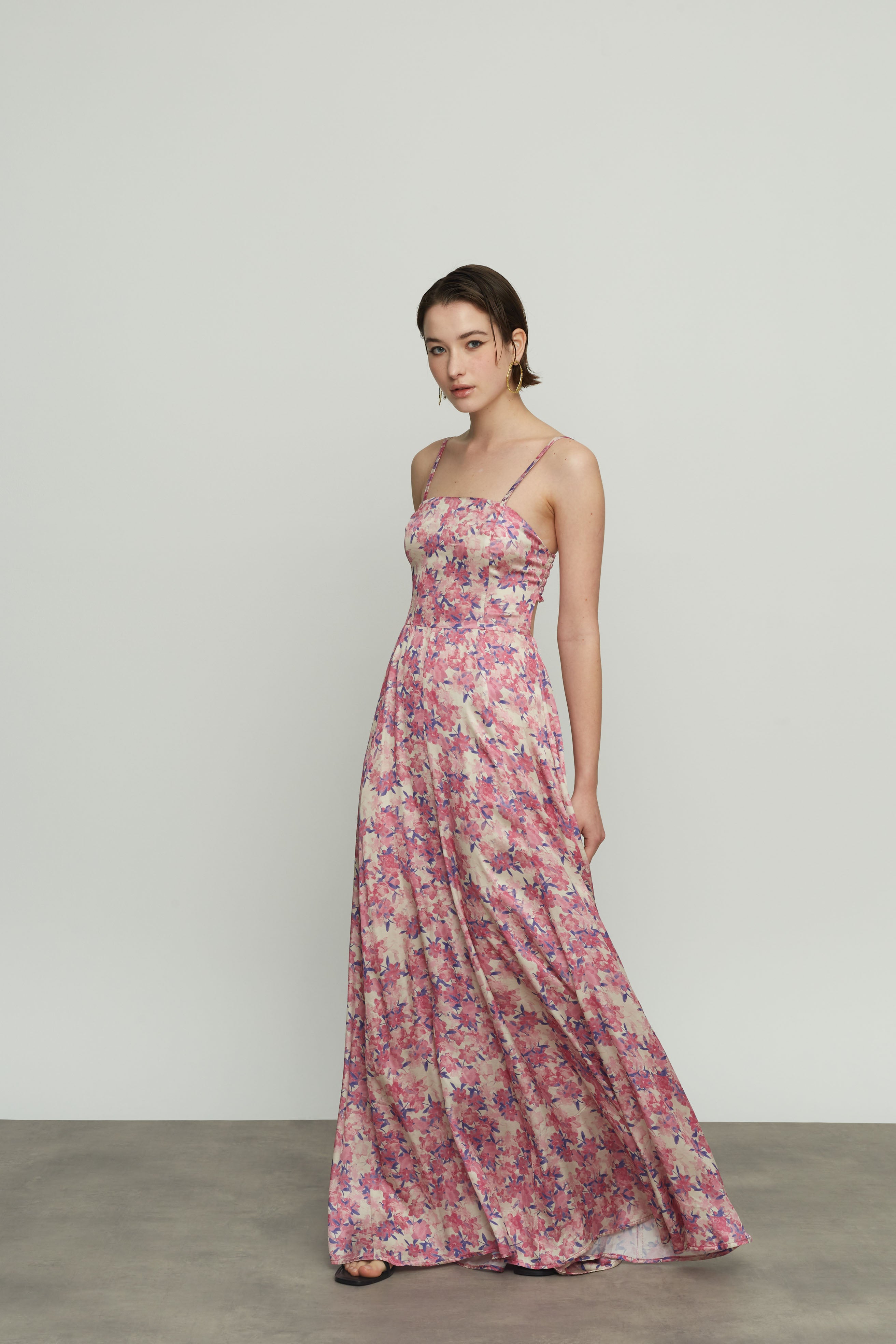 Long Sleeveless Floral Dress