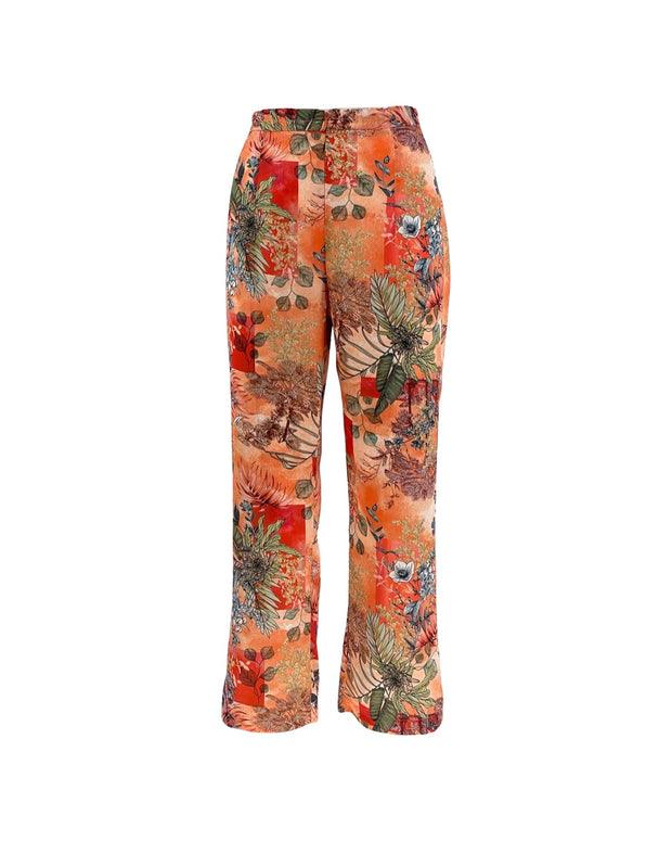 Printed Satin Crop Pants
