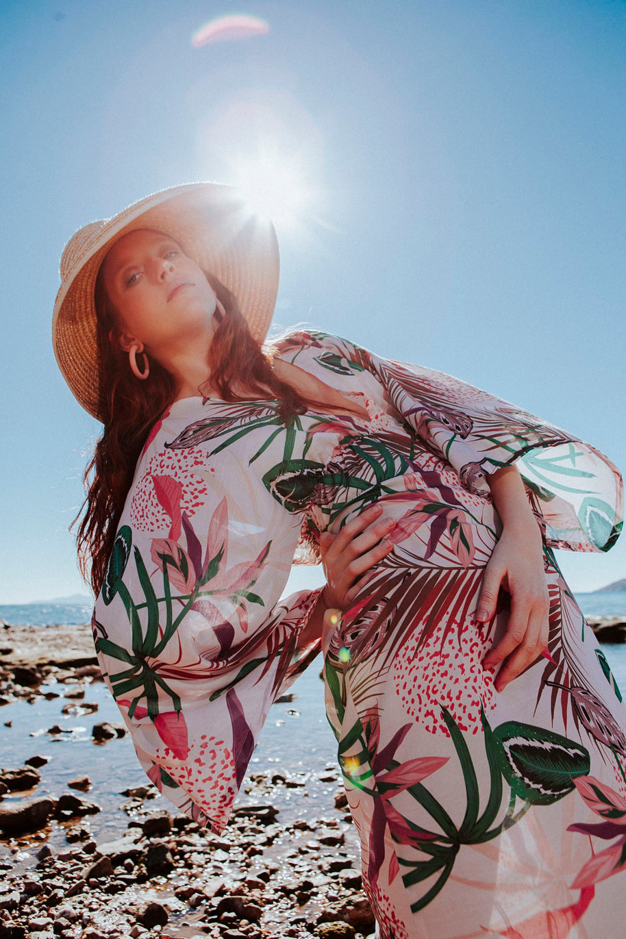 Φλοράλ Μακρύ Καφτάνι