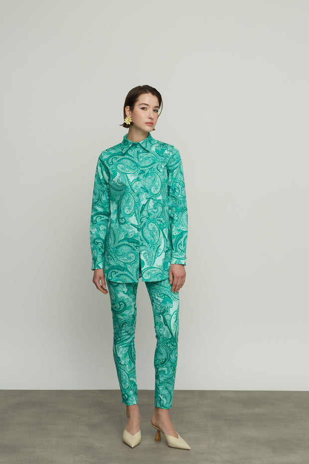 Turquoise Printed Pants
